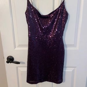 Purple sequin semi formal dress